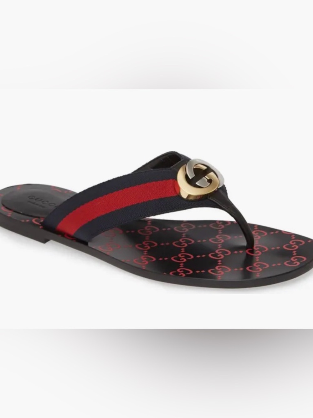NEW!! 🌹 Gucci Kika Interlocking GG Web Thong Flip Flop